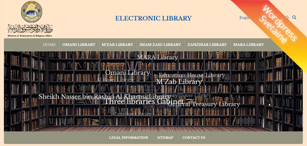 elibrary.mara.gov.om, wordpress temos programavimas, dizaino darbai, SEO optimizacija, elektroninė biblioteka, pdf knygos